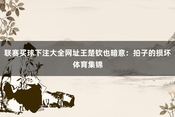联赛买球下注大全网址王楚钦也暗意：拍子的损坏体育集锦