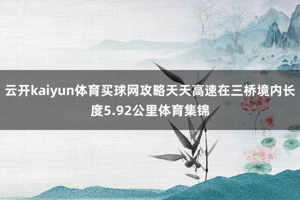 云开kaiyun体育买球网攻略天天高速在三桥境内长度5.92公里体育集锦