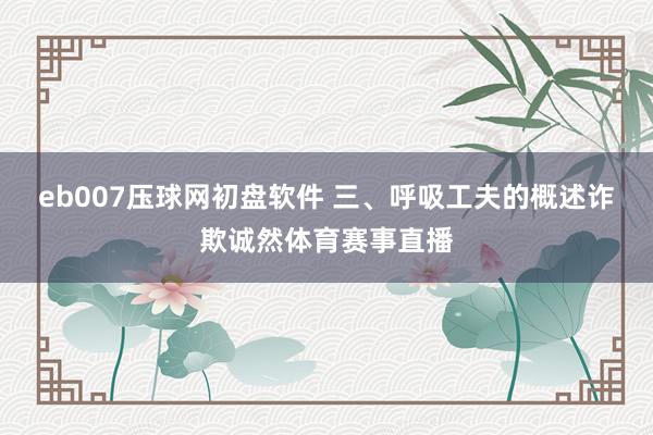 eb007压球网初盘软件 三、呼吸工夫的概述诈欺诚然体育赛事直播