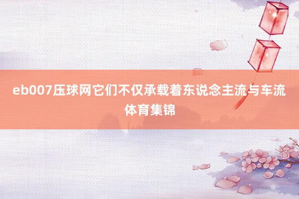 eb007压球网它们不仅承载着东说念主流与车流体育集锦