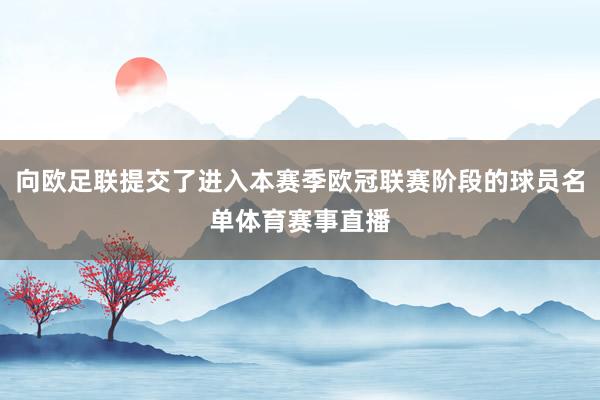 向欧足联提交了进入本赛季欧冠联赛阶段的球员名单体育赛事直播